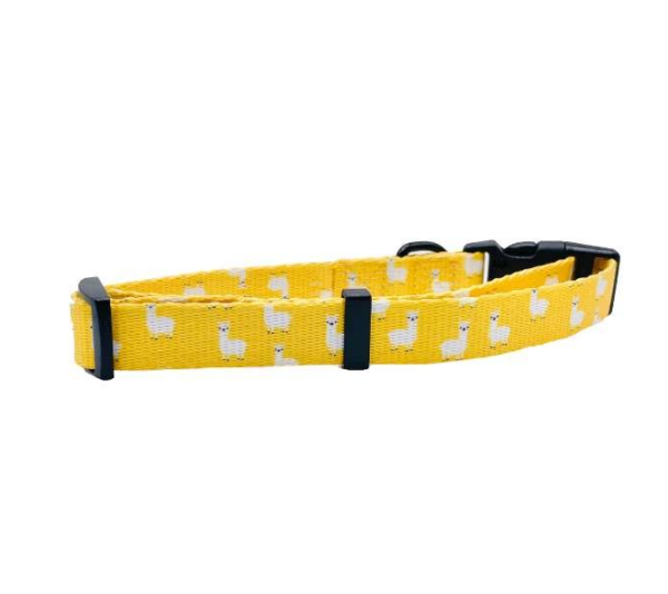 Llama Yellow - Cutie Ties Fun Design Dog Collar - Small