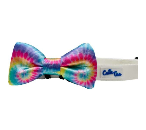 White - Cutie Ties Fun Design Dog Collar - Small