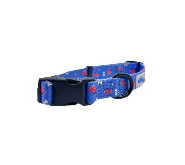 Red/White/Bones - Cutie Ties Fun Design Dog Collar - Small