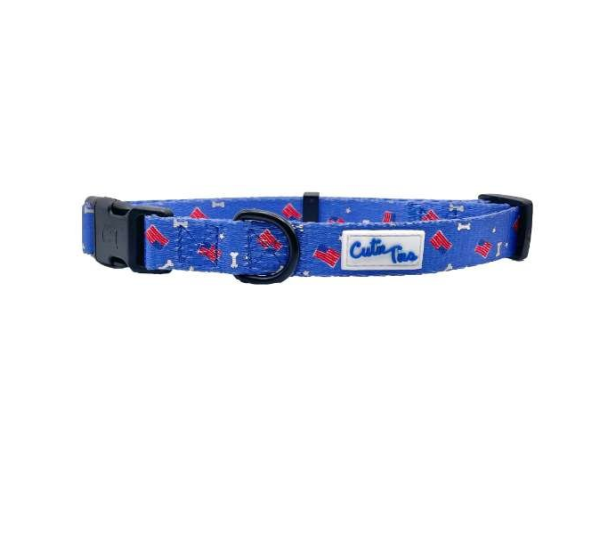 Red/White/Bones - Cutie Ties Fun Design Dog Collar - Large