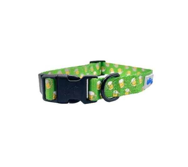 Green Beer - Cutie Ties Fun Design Dog Collar - Small
