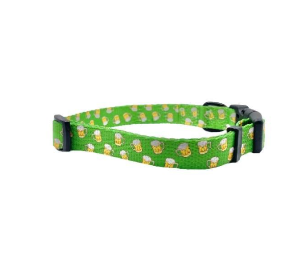 Green Beer - Cutie Ties Fun Design Dog Collar - Small