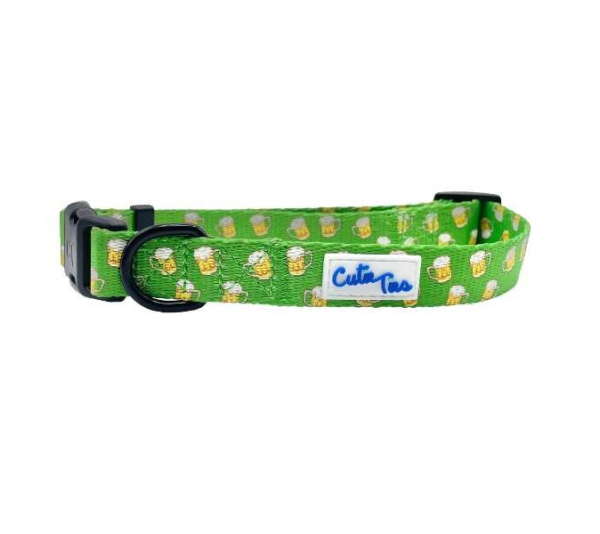 Green Beer - Cutie Ties Fun Design Dog Collar - Large