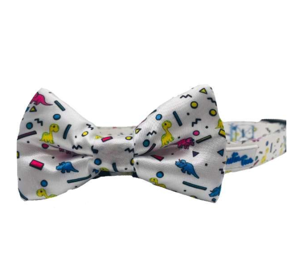Dino Doggy White - Cutie Ties Fun Design Dog Collar - Small
