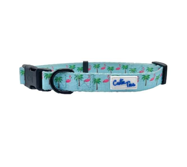 Flamingo Miami Vice - Cutie Ties Fun Design Dog Collar - Large