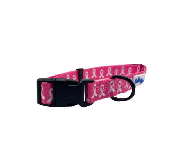Breast Cancer Awareness Pink - Cutie Ties Fun Design Dog Collar - Medium