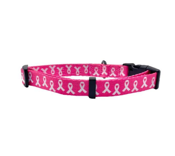 Breast Cancer Awareness Pink - Cutie Ties Fun Design Dog Collar - Medium