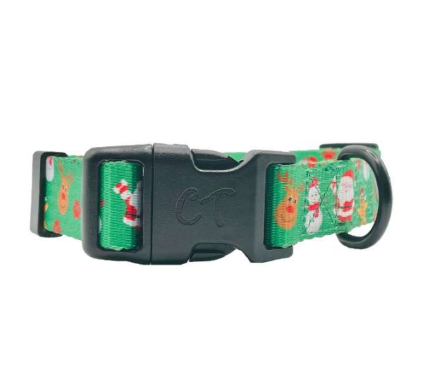 Christmas Festive Green - Cutie Ties Fun Design Dog Collar - Medium