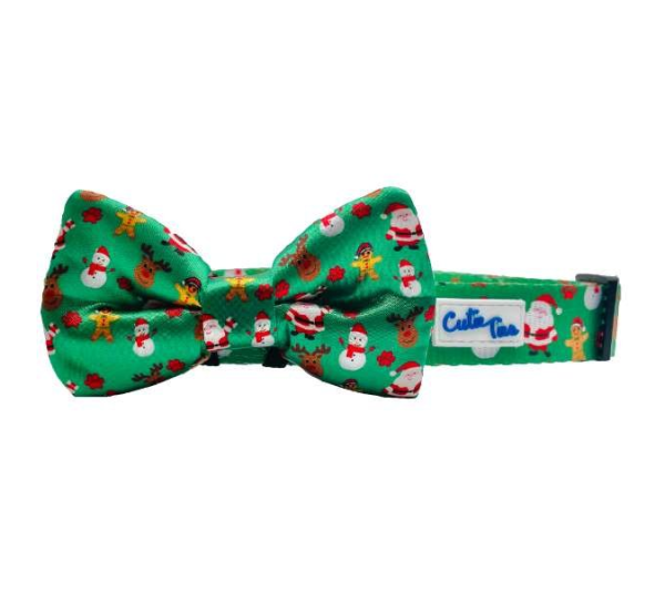Christmas Festive Green - Cutie Ties Fun Design Dog Collar - Small