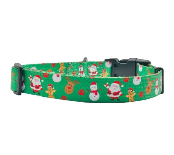 Christmas Festive Green - Cutie Ties Fun Design Dog Collar - Medium