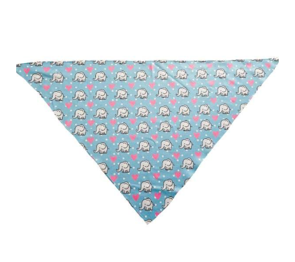 Elephant Love Blue - Cutie Ties Tie On Dog Bandana - Large