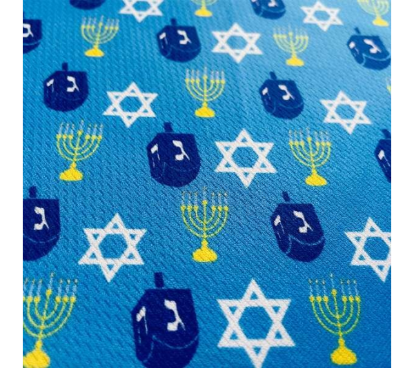 Hanukkah Blue Dreidel - Cutie Ties Tie On Dog Bandana - Large