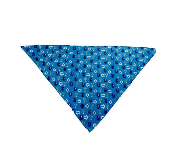 Hanukkah Blue Dreidel - Cutie Ties Tie On Dog Bandana - Small
