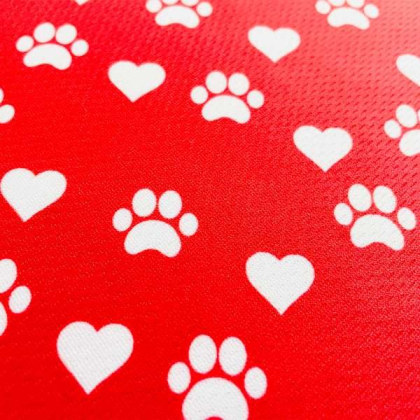Paw Prints & Hearts Red - Cutie Ties Tie On Dog Bandana - Large