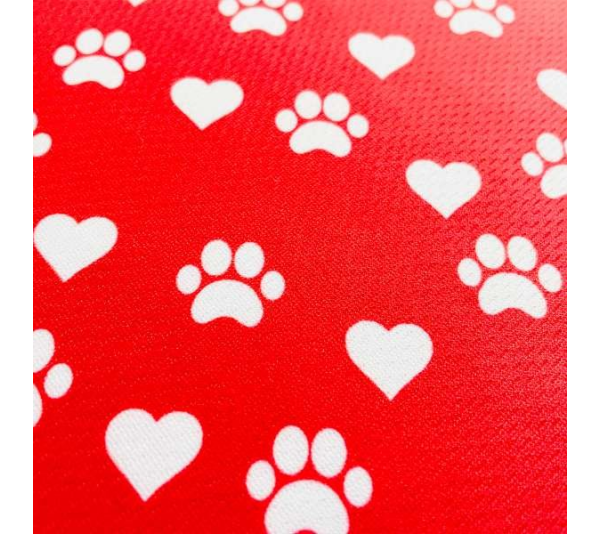 Paw Prints & Hearts Red - Cutie Ties Tie On Dog Bandana - Large