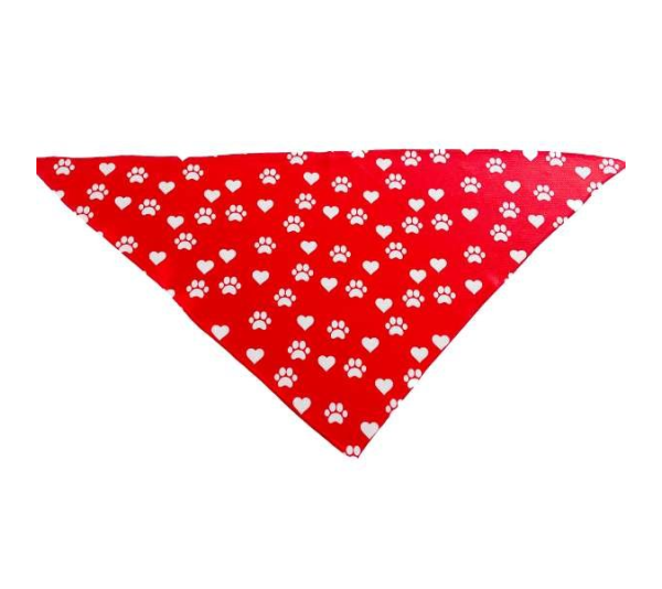 Paw Prints & Hearts Red - Cutie Ties Tie On Dog Bandana - Small