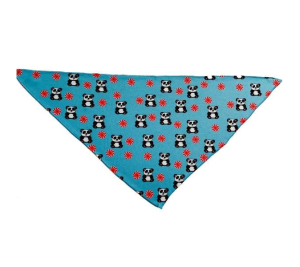Peppermint Panda Blue - Cutie Ties Tie On Dog Bandana - Small