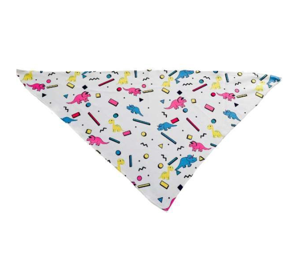 Dino Doggy White - Cutie Ties Tie On Dog Bandana - Small