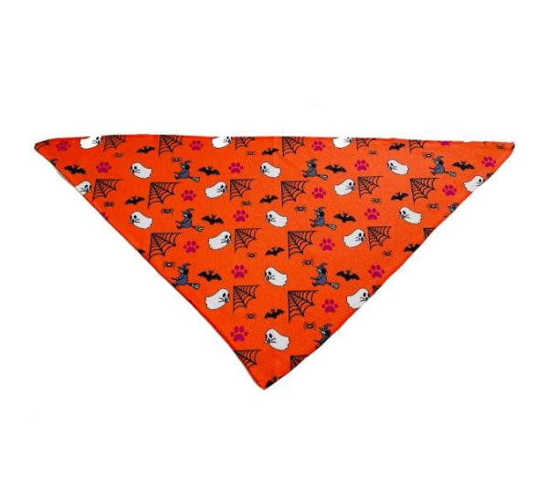 Spooky Halloween Orange - Cutie Ties Tie On Dog Bandana - Small