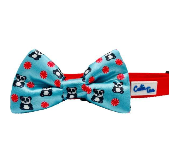 Panda Blue - Cutie Ties Dog Bow Tie - One Size