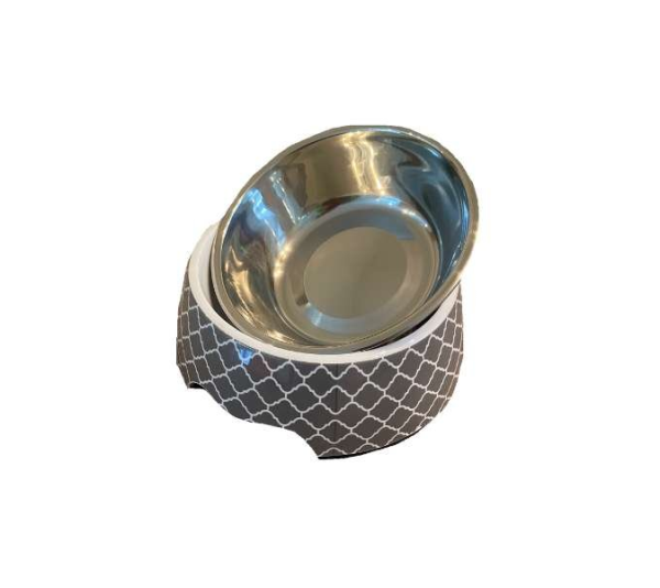 Modern Gray - Cutie Ties Dog Bowl - Medium