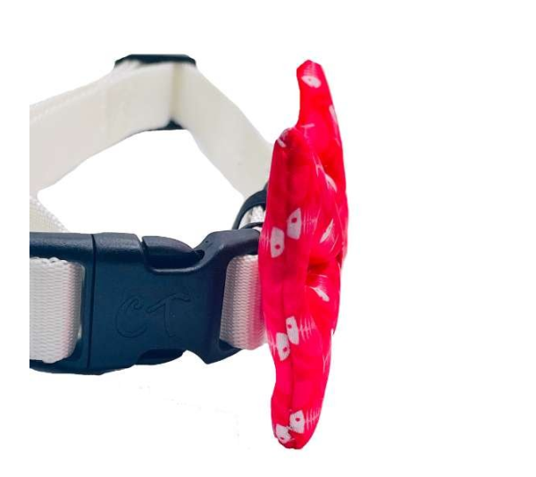 Fish Bone Red - Cutie Ties Dog Bow Tie - One Size