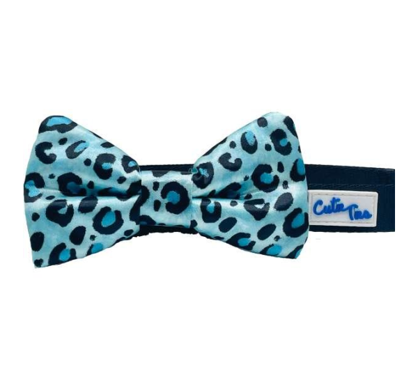 Blue Cheetah  - Cutie Ties Dog Bow Tie - One Size