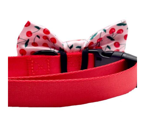 Cherries Print - Cutie Ties Dog Bow Tie - One Size