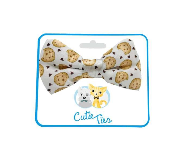Chocolate Chip Cookie/White - Cutie Ties Dog Bow Tie - One Size