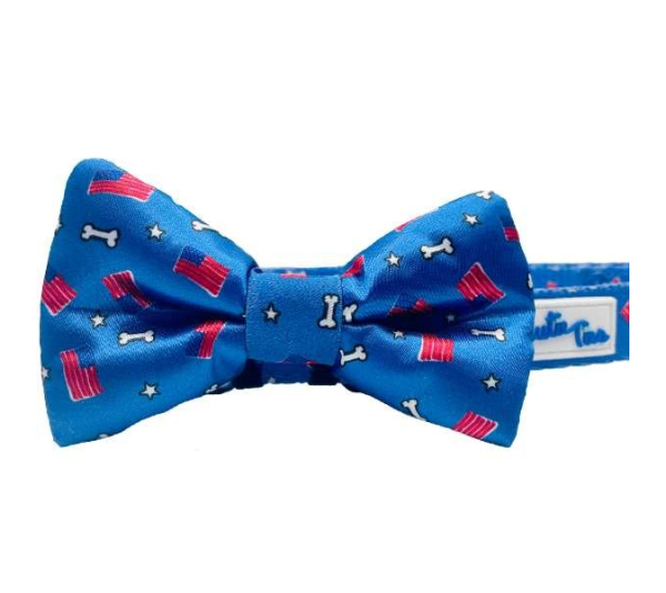 Red, White and Bones - Cutie Ties Dog Bow Tie - One Size