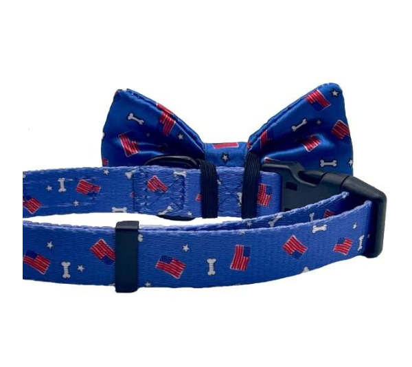 Red, White and Bones - Cutie Ties Dog Bow Tie - One Size