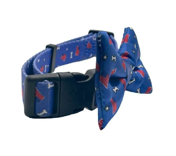 Red, White and Bones - Cutie Ties Dog Bow Tie - One Size
