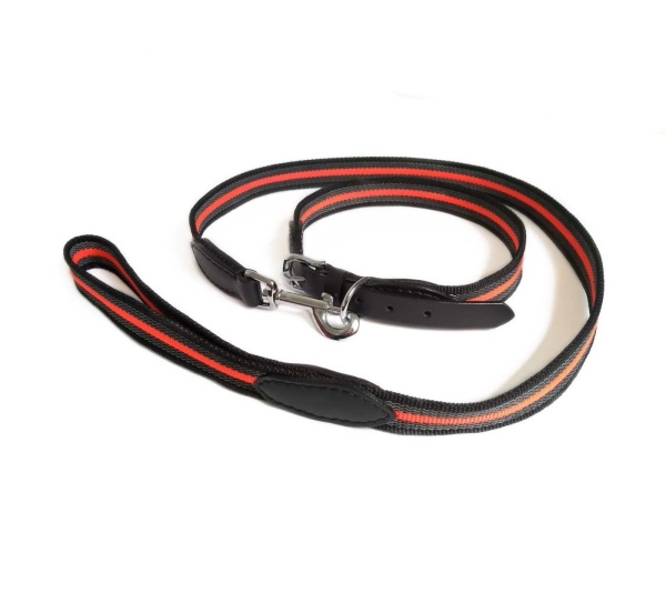 Black  Line - Reflective Anti-Slip Snap Leash (6ft x 1 in) - 6ft x 1 in