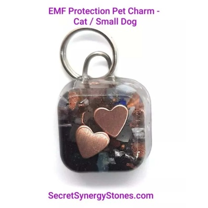 2 Hearts - Split Ring - EMF 5G protection Pet Charm Cat/Sml Dog with Split Ring - 1 ounce
