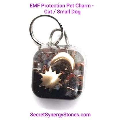 Sun & Moon - Split Ring - EMF 5G protection Pet Charm Cat/Sml Dog with Split Ring - 1 ounce