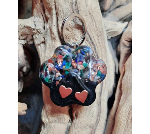 2 Hearts - EMF 5G protection Pet Charm PawPrint  - 1 ounce