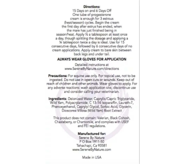 White - Serene By Nature Mare Calming Cream - 2 oz