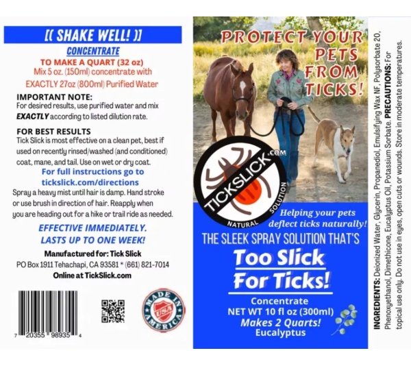 Eucalyptus  - Tickslick 5oz Spray Concentrate (Makes 32 oz) - 5 oz