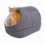 Grey - GOOPAWS Cat Cave for Cat and Warming Burrow Cat Bed, Pet Hideway Sleeping Cuddle Cave - 18" x14" x12"