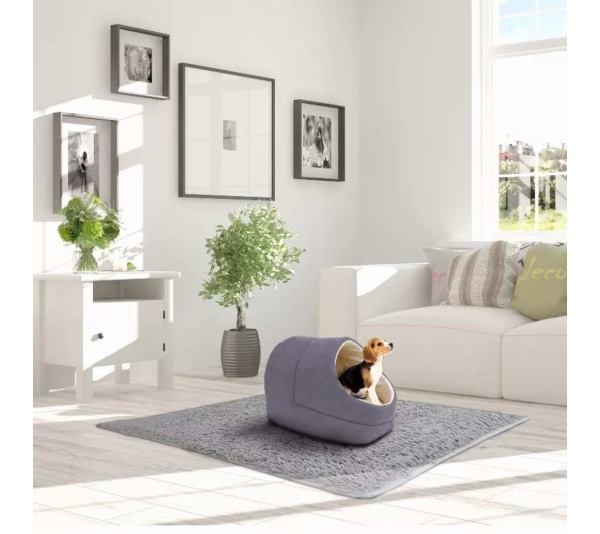 Grey - GOOPAWS Cat Cave for Cat and Warming Burrow Cat Bed, Pet Hideway Sleeping Cuddle Cave - 18" x14" x12"