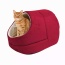 Burgundy - GOOPAWS Cat Cave for Cat and Warming Burrow Cat Bed, Pet Hideway Sleeping Cuddle Cave - 18" x14" x12"