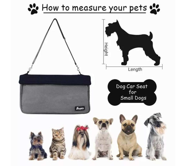 Black - JESPET & GOOPAWS Dog Booster Seats for Cars, Portable Dog Car Seat Travel Carrier with Seat Belt for 24lbs Pets - 16" L x 13" D x 9" H