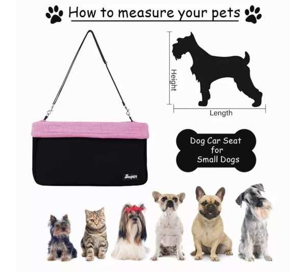 Pink - JESPET & GOOPAWS Dog Booster Seats for Cars, Portable Dog Car Seat Travel Carrier with Seat Belt for 24lbs Pets - 16" L x 13" D x 9" H