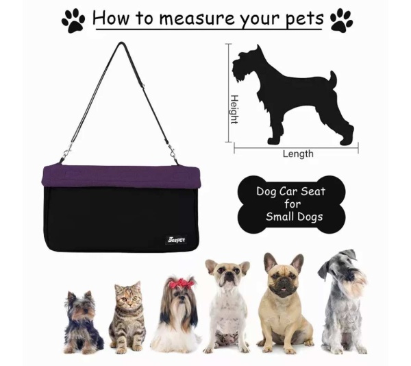 Purple - JESPET & GOOPAWS Dog Booster Seats for Cars, Portable Dog Car Seat Travel Carrier with Seat Belt for 24lbs Pets - 16" L x 13" D x 9" H