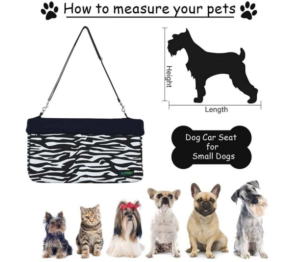 Zebra - JESPET & GOOPAWS Dog Booster Seats for Cars, Portable Dog Car Seat Travel Carrier with Seat Belt for 24lbs Pets - 16" L x 13" D x 9" H