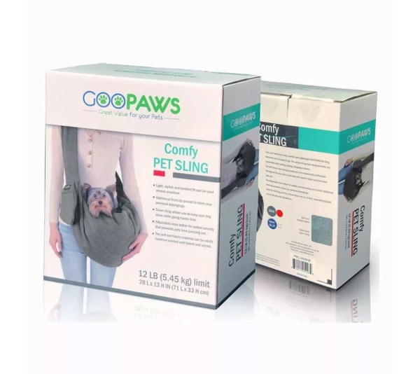 Grey - JESPET Comfy Pet Sling for Small Dog Cat, Hand Free Sling Bag Breathable Soft Knit with Front Pocket, Travel Puppy Carrying Bag, Pet Pouch. Machine Washable - 28" L x 13" H