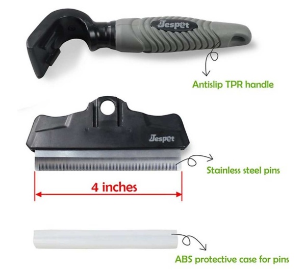 Grey - Jespet Deshedding Dog Brush - Small