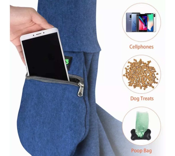 Navy Blue - JESPET Comfy Pet Sling for Small Dog Cat, Hand Free Sling Bag Breathable Soft Knit with Front Pocket, Travel Puppy Carrying Bag, Pet Pouch. Machine Washable - 28" L x 13" H