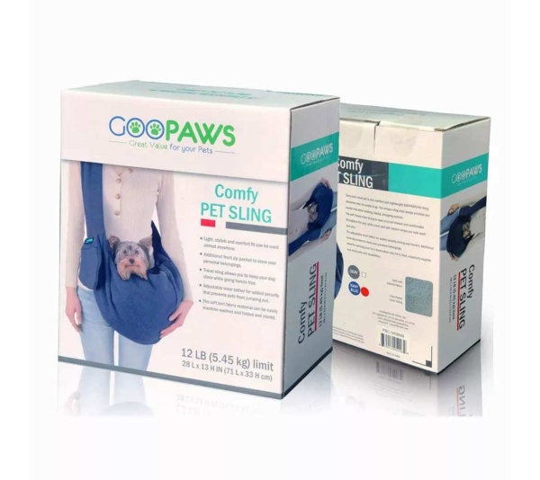 Navy Blue - JESPET Comfy Pet Sling for Small Dog Cat, Hand Free Sling Bag Breathable Soft Knit with Front Pocket, Travel Puppy Carrying Bag, Pet Pouch. Machine Washable - 28" L x 13" H