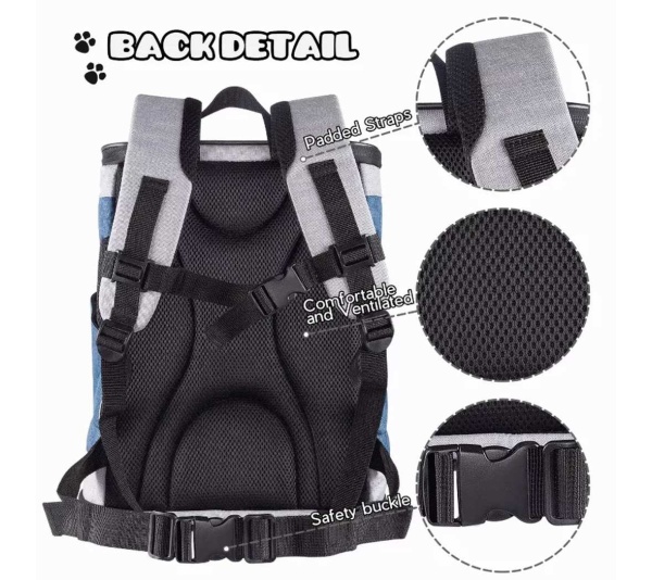 Blue Grey - JESPET Pet Backpack Carrier for Small Dog, Puppy, Soft Carrier Backpack Ideal for Traveling, Hiking, Walking and Outdoor Activities with Family - 13"x 12"x 17"